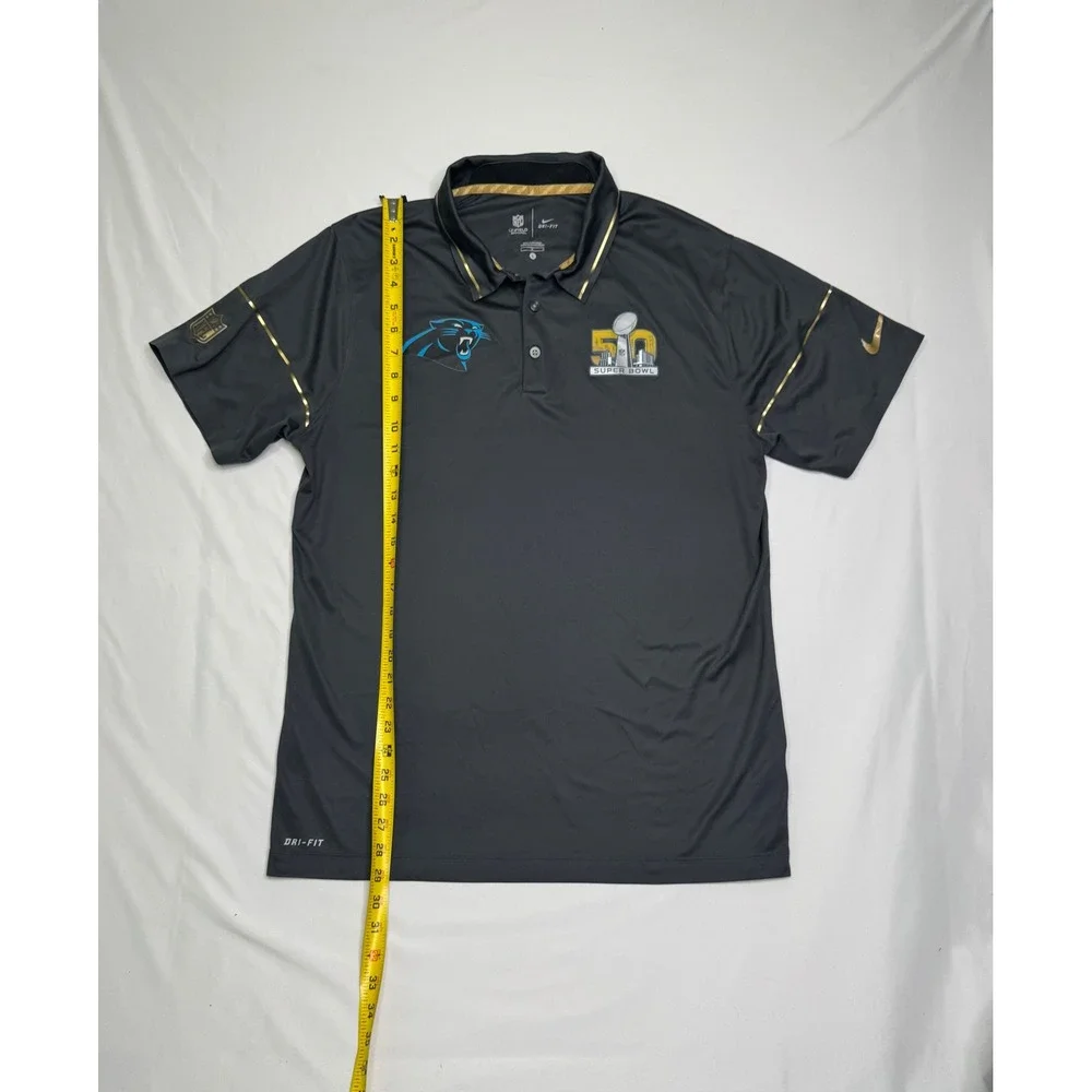 Nike Mens Carolina Panthers Super Bowl 50 Dri-FIT Polo Shirt Gray/Black Size L